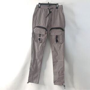 American Stitch Men’s Cargo Jogger Pants Gray Nylon Lightweight Size S Pockets